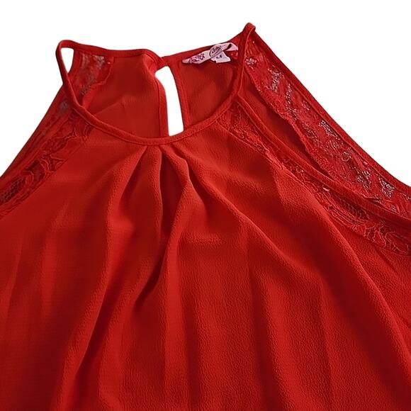 Candies Red Spaghetti Strap Tank with Back Keyhole, M - Picture 3 of 8